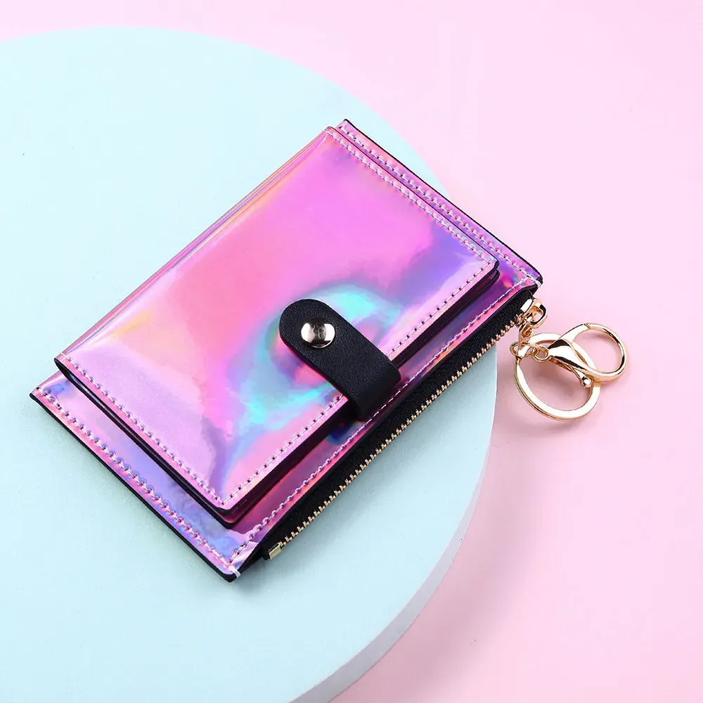 Women Basic Laser Folding Buckle Design PU Wallet
