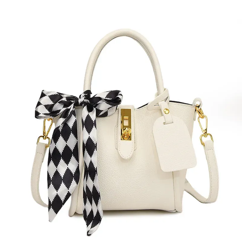 Women Fashionable Solid Color Portable Bucket Bag - Image 5