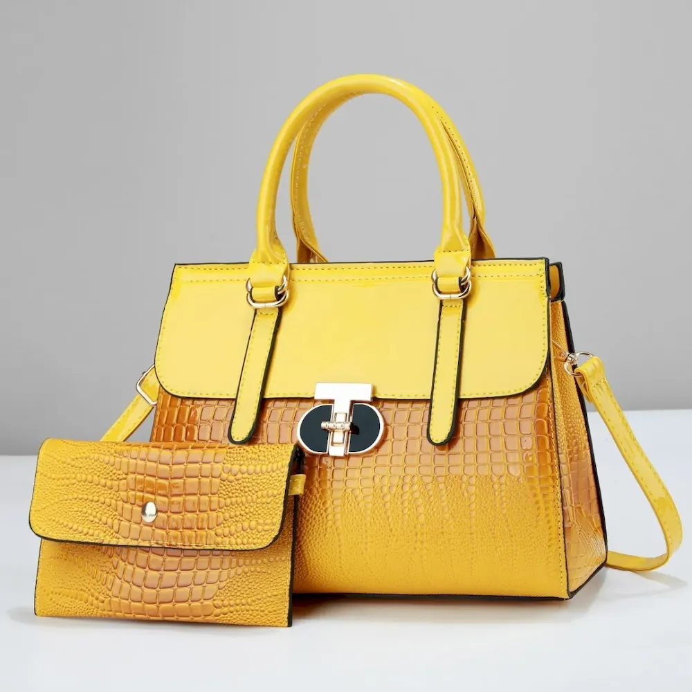 Women Fashion Gradient Crocodile Print Large Capacity Handbag Set - Image 5