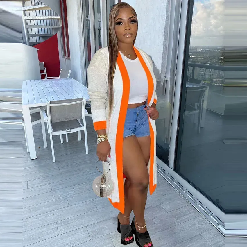 Autumn Winter Women Fashion Long Knitted Sweater Coat