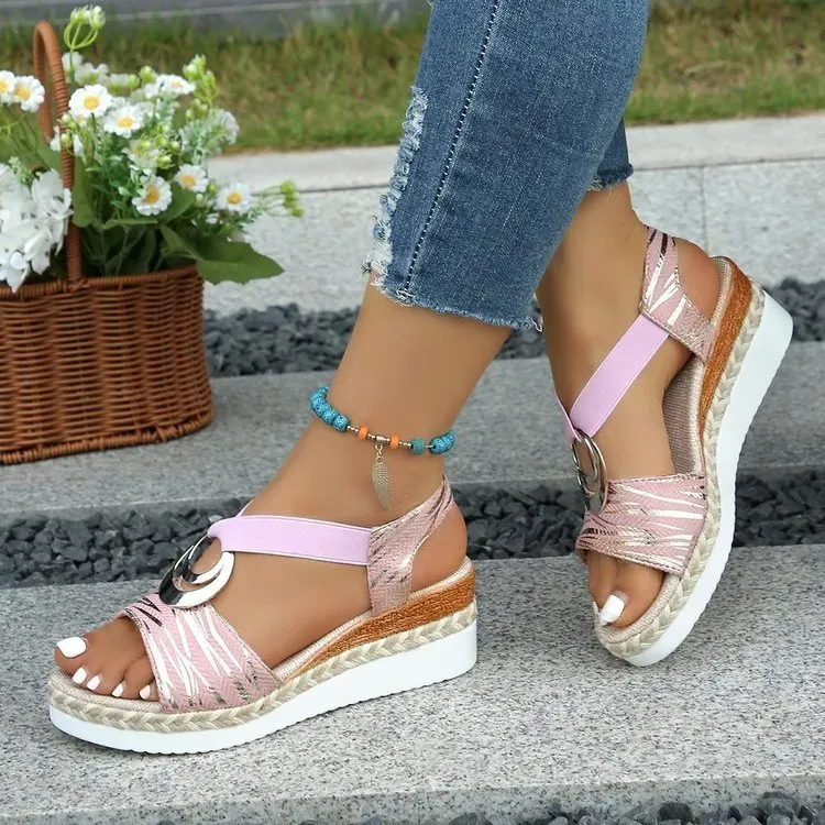 Plus Size Fashion Hemp Rope Wedge Sandals