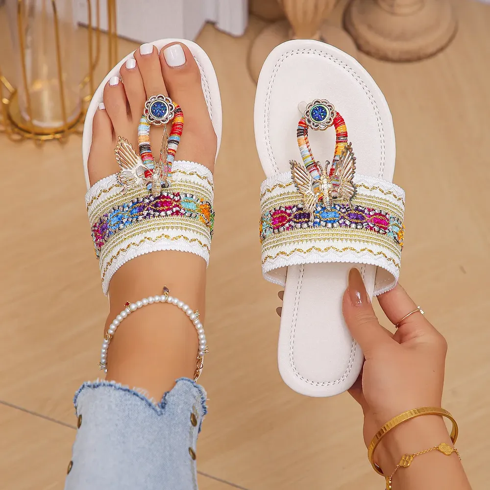 Plus Size Bohemian Style Diamond Flip Flops